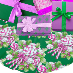 Feestelijke Roze Wit Groene Candy Cane Kerstmis Kerstboom Rok