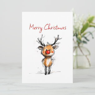 Feestelijke Rudolph Rendier Schets Prettig Kerstfe Feestdagenkaart