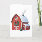 Feestelijke rustieke boerderij besneeuwde rode sch kaart (Achterkant)
