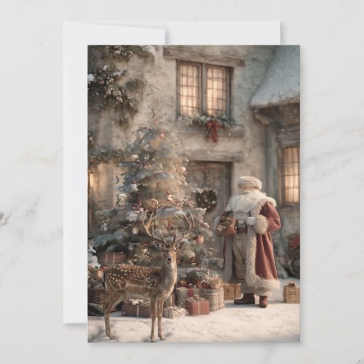 Feestelijke Rustieke Vintage Kerstman Kerstkaart (Voorkant)