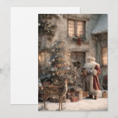 Feestelijke Rustieke Vintage Kerstman Kerstkaart (Voorkant / Achterkant)