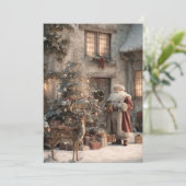 Feestelijke Rustieke Vintage Kerstman Kerstkaart (Staand voorkant)