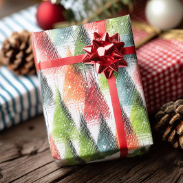 Feestelijke Rustieke Winterbomen Cadeaupapier