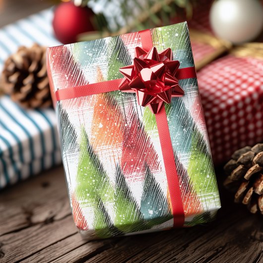 Feestelijke Rustieke Winterbomen Cadeaupapier