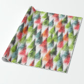 Feestelijke Rustieke Winterbomen Cadeaupapier (Uitgerold)