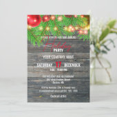 Feestelijke rustieke zakelijke kerstfeestje kaart (Staand voorkant)