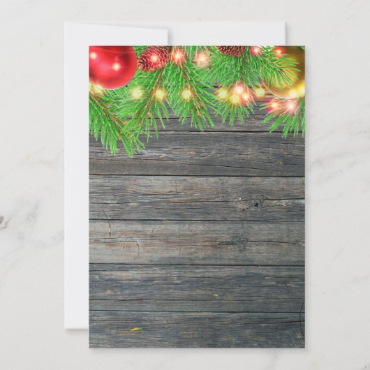 Feestelijke rustieke zakelijke kerstfeestje kaart (Achterkant)