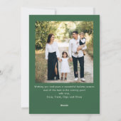 Feestelijke Sage Green Christmas Bow Ribbon 2 Foto Feestdagenkaart (Achterkant)