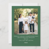 Feestelijke Sage Green Christmas Bow Ribbon 2 Foto Feestdagenkaart (Achterkant)