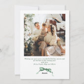 Feestelijke Sage Green Christmas Bow Ribbon 2 Foto Feestdagenkaart (Achterkant)