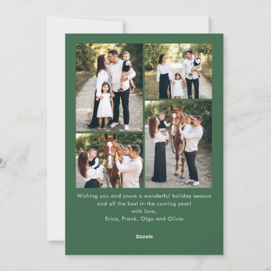 Feestelijke Sage Green Christmas Bow Ribbon 5 Foto Feestdagenkaart (Achterkant)