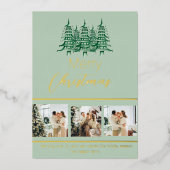 Feestelijke Sage Green Christmas Pagoda Tree Folie Feestdagenkaart (Voorkant)