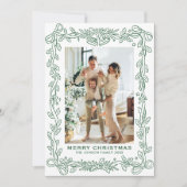 Feestelijke saliegroene kerst lint 2 foto achtergr feestdagenkaart (Voorkant)