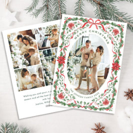 Feestelijke saliegroene kerst lint 5 foto feestdagenkaart