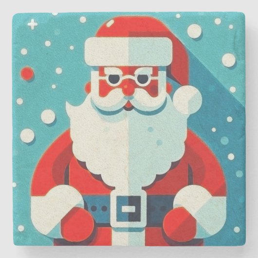Feestelijke Santa Claus Stone Onderzetter (Voorkant)