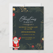 Feestelijke Santa Evergreen kerstfeest uitnodiging (Voorkant)