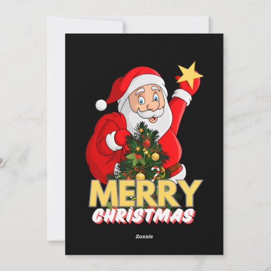 Feestelijke Santa Evergreen kerstfeest uitnodiging (Achterkant)