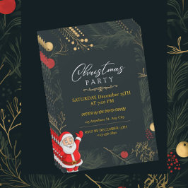 Feestelijke Santa Evergreen kerstfeest uitnodiging