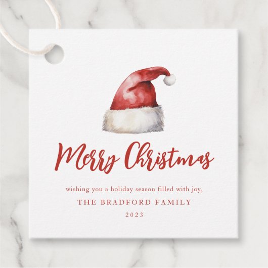 Feestelijke Santa Hat Bedankjes Labels (Voorkant)