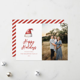 Feestelijke Santa Hat Foto Feestdagenkaart