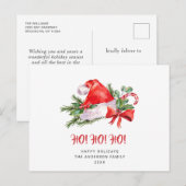 Feestelijke Santa Hat Kerstmis Groet Vakantie Briefkaart (Voorkant / Achterkant)