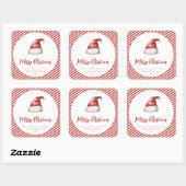 Feestelijke Santa Hat Rode Streep Vierkante Sticker (Vel)