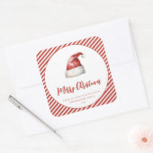 Feestelijke Santa Hat Rode Streep Vierkante Sticker (Envelop)