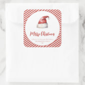 Feestelijke Santa Hat Rode Streep Vierkante Sticker (Tas)