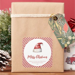 Feestelijke Santa Hat Rode Streep Vierkante Sticker