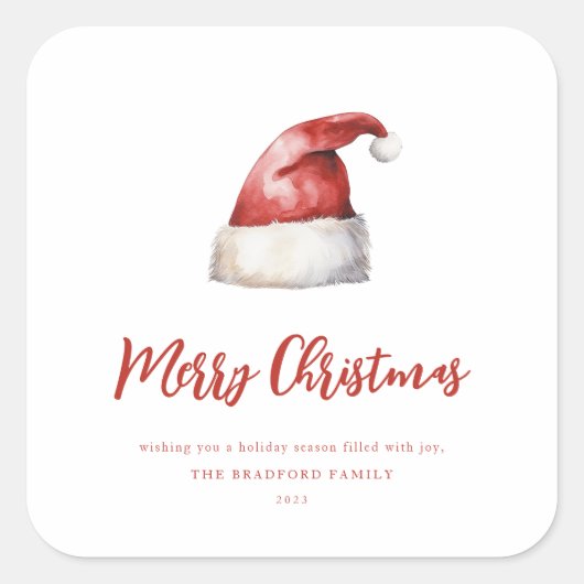 Feestelijke Santa Hat Vierkante Sticker (Voorkant)
