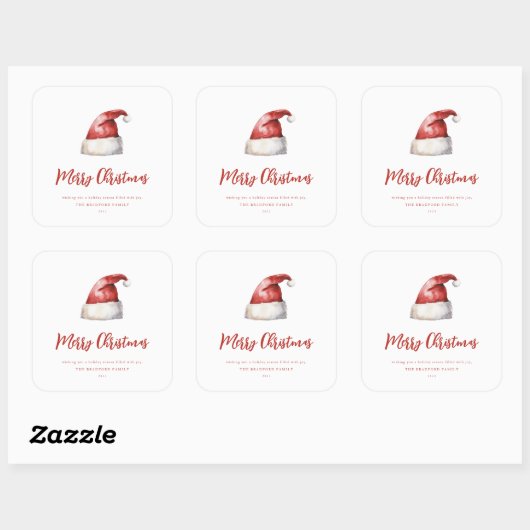 Feestelijke Santa Hat Vierkante Sticker (Vel)