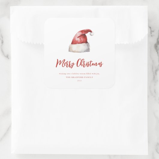 Feestelijke Santa Hat Vierkante Sticker (Tas)