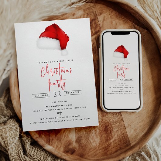 Feestelijke Santa Hat Zwart Kerstfeest Kaart