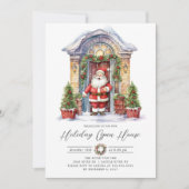 Feestelijke Santa Holiday Open House Kaart (Voorkant)