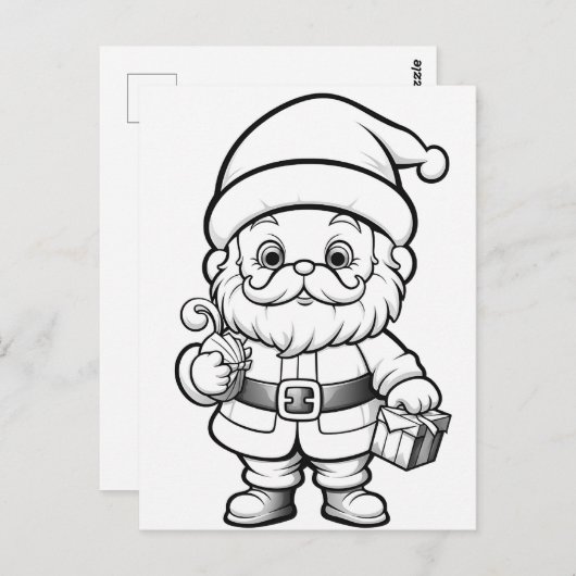 Feestelijke Santa kinder kleurstof Briefkaart (Voorkant / Achterkant)
