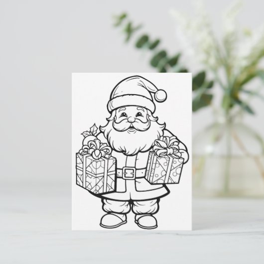 Feestelijke Santa kinder kleurstof Briefkaart (Staand voorkant)