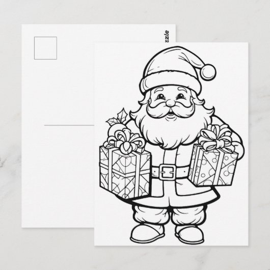 Feestelijke Santa kinder kleurstof Briefkaart (Voorkant / Achterkant)