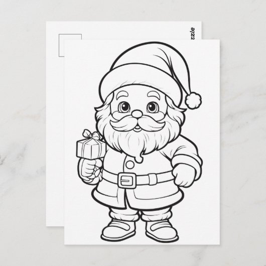 Feestelijke Santa kinder kleurstof Briefkaart (Voorkant / Achterkant)