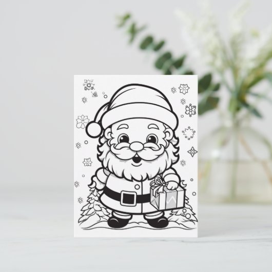 Feestelijke Santa kinder kleurstof Briefkaart (Staand voorkant)
