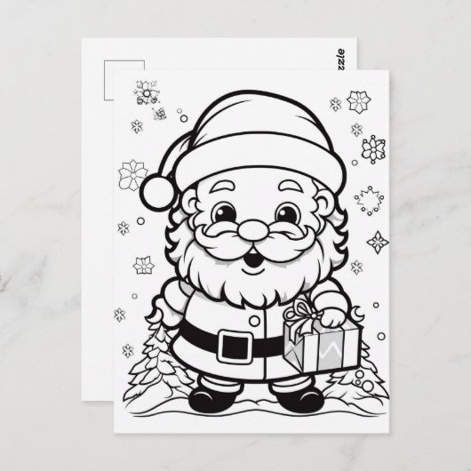 Feestelijke Santa kinder kleurstof Briefkaart (Voorkant / Achterkant)