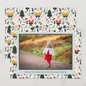 Feestelijke Santa Patroon Kerstmis Foto Feestdagenkaart (Voorkant / Achterkant)