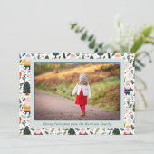 Feestelijke Santa Patroon Kerstmis Foto Feestdagenkaart (Staand voorkant)