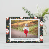 Feestelijke Santa Patroon Kerstmis Foto Feestdagenkaart (Staand voorkant)