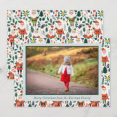 Feestelijke Santa Patroon Kerstmis Foto Feestdagenkaart (Voorkant / Achterkant)