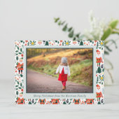 Feestelijke Santa Patroon Kerstmis Foto Feestdagenkaart (Staand voorkant)