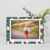 Feestelijke Santa Patroon Kerstmis Foto Feestdagenkaart (Staand voorkant)