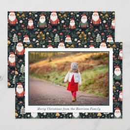 Feestelijke Santa Patroon Kerstmis Foto Feestdagenkaart