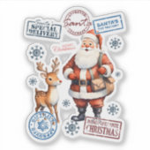 Feestelijke Santa & Reindeer Stickers (Voorkant)