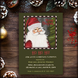 Feestelijke Santa Rood Groen Vrolijk Kerstfeest Kaart