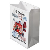 Feestelijke Santa Sack met vakantie Stickers en ge Medium Cadeauzakje (Achterkant Gekanteld)